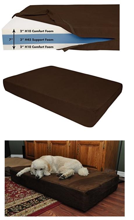 Chocolate Color Top Rated Orthopedic Large Breed Dog Bed