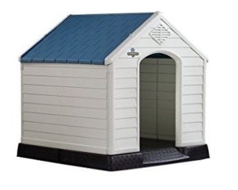 Outdoor dog house with covered roof