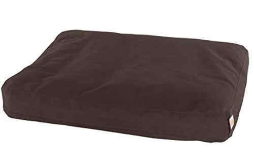 a chocolate brown dog bed 