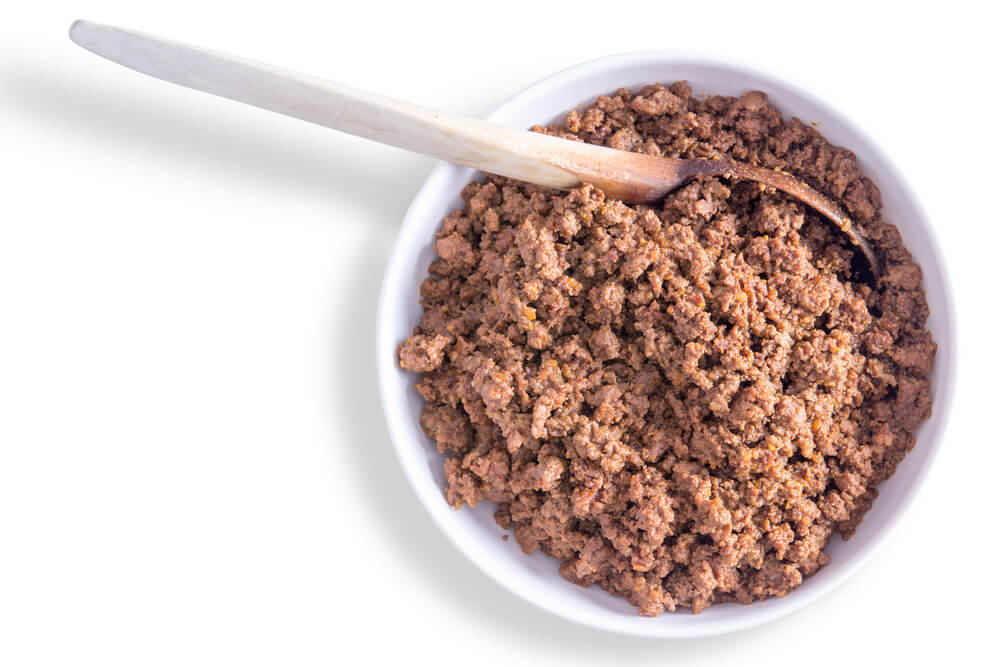 A bowl of savory cooked ground or minced beef mixture