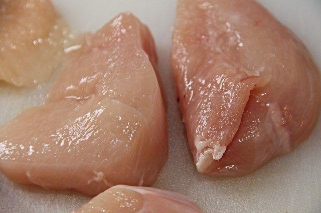 Skinless raw chicken breast fillets