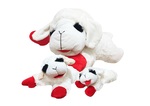 A plush lamb dog toy with squeakers