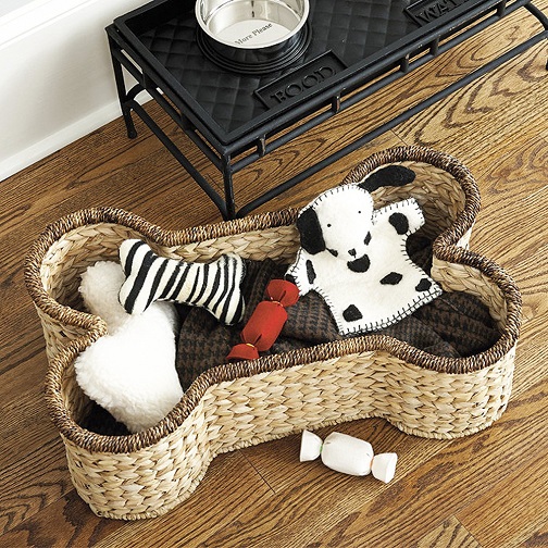 Bone Woven Storage Basket For Doggy Toys